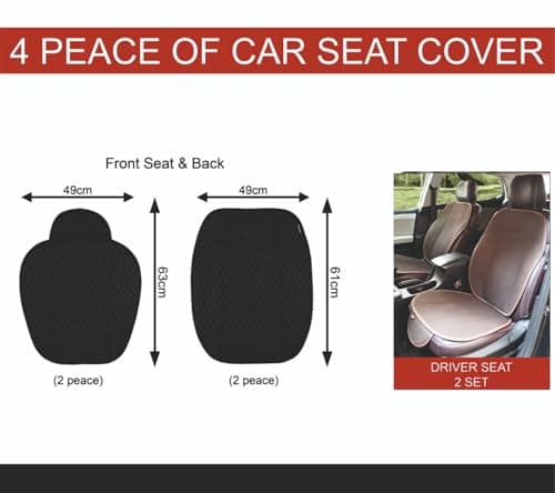 AURAFRESH Rear Seat Car Cushion Pad Breathable Quilted Seat Cover Protector Anti Slip Base Universal Fit Comfort Mat Set for Passenger Support (Gray, 4PC of Set (only Front Seat)) 3