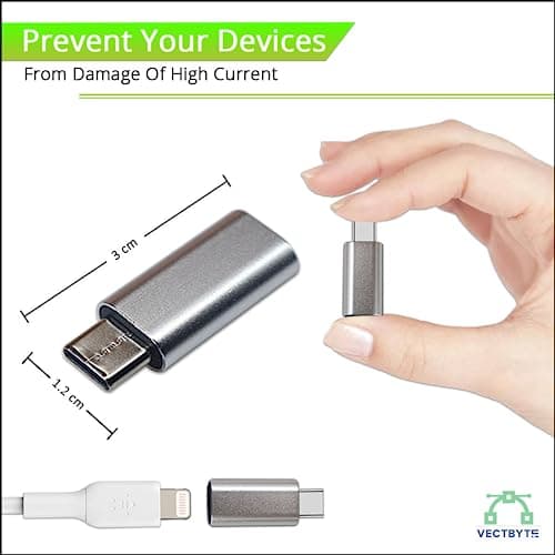 VectByte Lightweight & Sleek Design Lightning Female to Type-C Male Adapter for Charging Devices (2 Pack) with 56K Resistor, for Galaxy S20 Pixel 4, Laptops, Wall Chargers, Power Banks, Camera 3