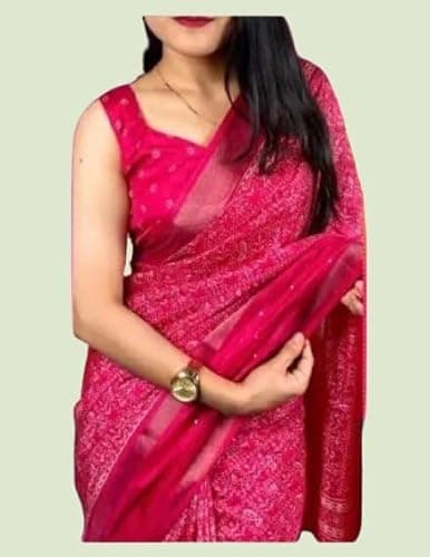 Stylish Ethnic Saree Designer Pattern Celebration Event Lightweight Elegant Flow Look Red 5