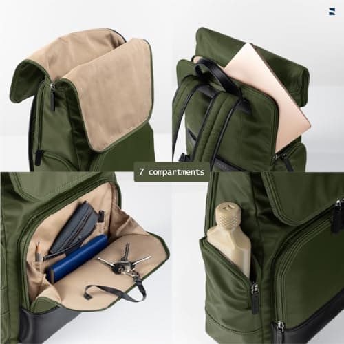 scarters Roam Laptop Backpack 24L Vegan Leather & Nylon Fits 15.6" Travel, Campus & City Bag Forest Sage 5