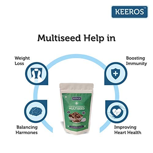 Keeros Multi Seeds Mix Healthy Snacks | Sugar Free Diabetic Friendly Trail Mix | Weight Management Snacks | Low GI High Fibre Superfood Mix | Roasted Flax, Pumpkin, Watermelon Seeds | Crunchy & Slight 5