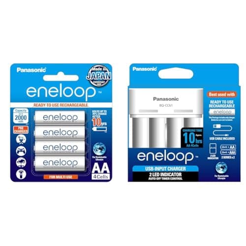 Panasonic BK-3MCCE/4BN Eneloop(Up to 2000 mAH) AA Ni-MH Pre-Charged Rechargeable Batteries, 4-Batter