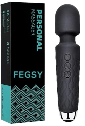 FEGSY Full Body Massager for Women & Men, Rechargeable Wireless Massager Machine for Pain Relief, Handheld Massager with Medical Grade Silicone, 8 Speeds, 20 Modes (Black+)
