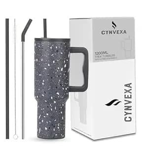 Tumbler with lid and Straw 1200ML Cup Stainless Steel Vacuum Insulated Tumbler for Water, Iced Tea or Coffee 1.2L Office Gym Travelling (Grey Paint)