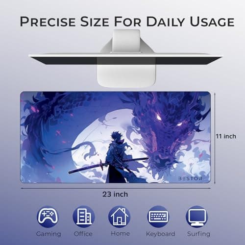 BESTOR Anime Series DragonWarrior Anime Mouse pad with Anti-fray Stitching, Waterproof Surface & Non-Slip Rubber Base Stitched Edges Gaming Mouse Mat for Laptop (60cmx34cm) 2