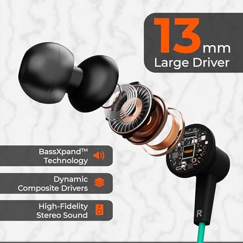 TRIGGR Zing Type-C Wired Earphones with 13mm Driver, in-line Controls, Rich Bass, Mic Wired (Teal Eclipse, in The Ear) 3