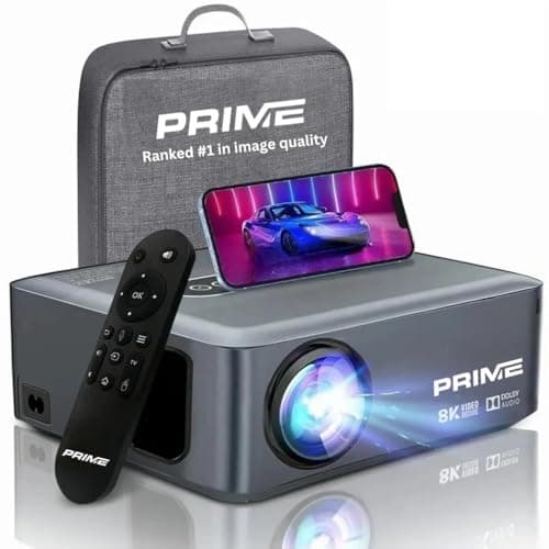 Prime Projector® UltraBright Pro X1 – 4K Smart Projector | 9000 Lumens, Android 9.0, 5G WiFi, Bluetooth, Built-in OTT Apps, Keystone, 1 Year Warranty | Fossil Grey Home Theater Projector