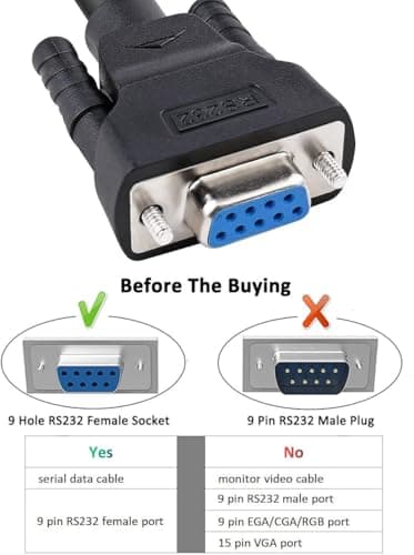 GANIX DB9 RS232 Serial Cable Female to Female Null Modem Cord Cross TX/RX line for Data Communication (1.5M) 3