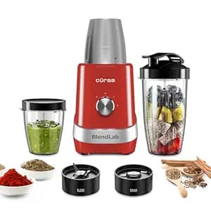CÜRAA BlendLab by Chef Sanjyot Keer | Blender Mixer Grinder for Kitchen with Stainless Steel Jar | Dry & Wet Grinding | 100% Copper Motor | Smoothies, Masala, Chutney | 2 Year Warranty (Red)
