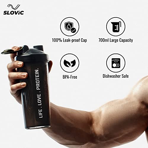 SLOVIC Shakers for Protein Shake, Plastic Free Gym Bottles for Men, Odor free Protein Shaker Bottles for Protein Shake, Leakproof Gym Shaker Bottle 4