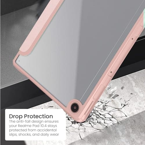 SwooK Slim Hybrid Shockproof Case for Realme Pad 10.4 Inch Tablet, Transparent Clear Back, Ultra Slim Lightweight Protective Cover with Stand (Rose Gold) 3