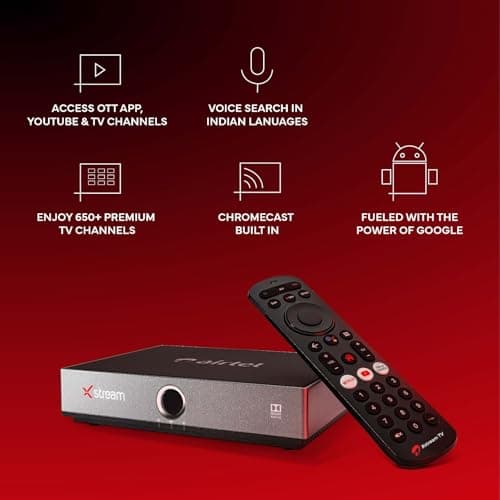 Airtel Xstream Box with Dish Antenna | Android TV Box | Pay 3600 and get 3600 Cashback| Standard Installation (Ultimate Telegu Pack) 3