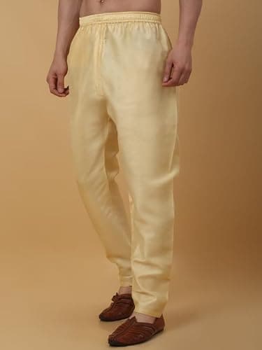 KRAFT INDIA Men's Silk Blend Beige Elastic Waistband Churidar For Kurta, Size- XX-Large 3
