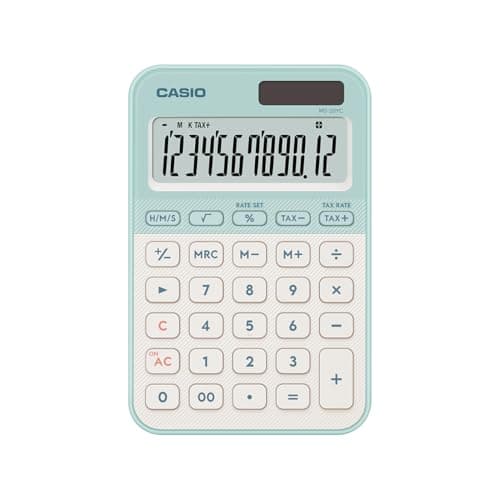 Casio MS-20YC Stylish and Colourful 12-Digit Mini Desktop Tax Calculator, Light Green