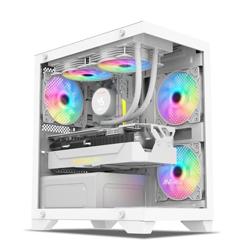 Ant Value Tempered_Glass CV200 Mid-Tower Computer Case/Gaming Cabinet - White | Support M-ATX, M-ITX | Pre-Installed 3 Static RGB Fans
