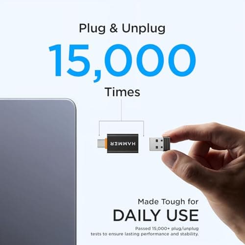 HAMMER USB 3.0 to Type C OTG Adaptor, High Speed Data Transfer, Compatible for All Type C Devices, Smartphones, Laptops, Tablets, Chargers, MacBook (Black) 3