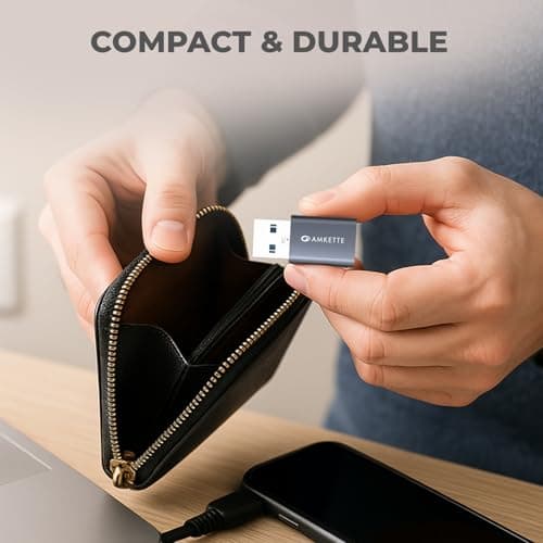 Amkette USB 3.0 Type-C Female to USB-A Male OTG Adapter | 5Gbps High-Speed Data Transfer | 15W Fast Charging | Compact, Portable & Durable Aluminum Alloy | Universal Compatibility for Laptops & More 5