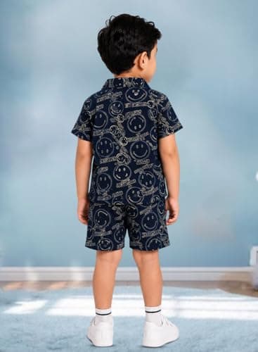 3BROS Baby Boys & Baby Girls Pure Cotton Clothing Set Casual Half Sleeves Shirt with Shorts Set For Boys & Girls | Dark Blue | 2-3 Years 3