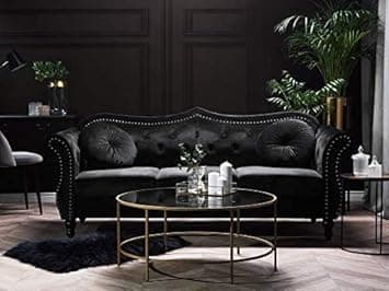 Velvet Couch for Modern & Fahionalable Chesterfield Sofa 3 Seater Couches Sleeper Sofa for Living Room, Dining Room, Bedroom, Office, and Hallway. (Black=3)