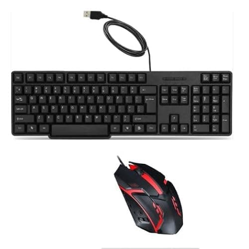 Adefex Wired Gaming Keyboard & Mouse Combo|1200 DPI, 7Million Click Life RGB Multicolor Lightning | Anti-Ghosting Mechanical Feel, Ergonomic Durable USB Set for PC, Gaming,& Work