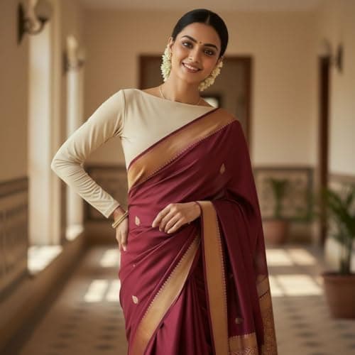 Women's Beige Color Boat Neck Full Sleeve Cotton Crop Top's|Choli Blouses for Women|Readymade Blous and Croptop for Saree 4