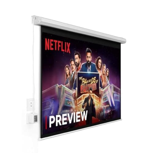 TONZO 150 Inch Motorized Projector Screen 4:3 Aspect Ratio, 4K Ultra HD Ready, Matte White High Gain Fabric, Remote Control, Smooth Roll Mechanism, Wall & Ceiling Mountable (8Ft Height * 10Ft Width)