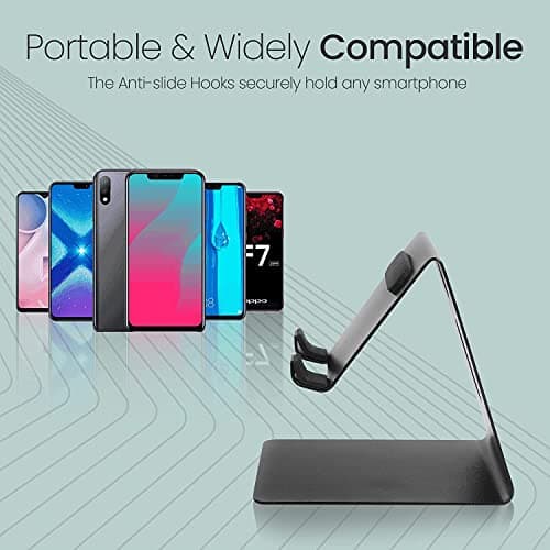 EN LIGNE Mobile Holding Stand, 180 Degree View, Premium Metal Body, Wide Compatibility, Multipurpose, Anti-Skid Design 4