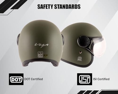 Vega Jet W/Visor Dull Army Green Helmet-M 5