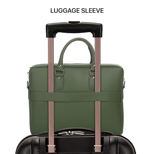 eller santé® 15 Inch Laptop Bag Leather Collection Messenger Organizer Shoulder Sling Office Bag for Men & Women With Adjustable Strap for Laptop and MacBook up to 15" (Green) 3