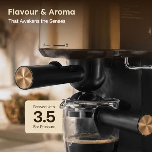 Prestige Espresso 800W Coffee Maker Black and Gold|Detachable Drip Tray|Built-In Milk Frother|1 Year Warranty 3
