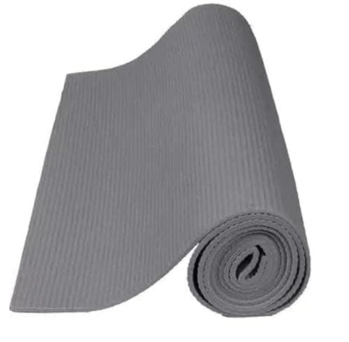 Yoga Mat for Exercise 4mm | Non-Slip Fitness Mat for Home Workout, Meditation & Gym | Portable & Durable (Grey, 4 mm)