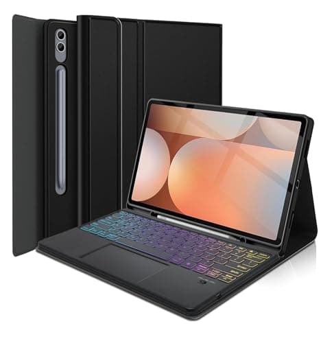 typecase Keyboard Case for Samsung Galaxy Tab S10 Plus, S9 Plus & S9 FE Plus (12.4 Inch), 7-Colors Backlit & Trackpad, S-Pen Holder, 3-Views Angle, Magnetically Detachable Keyboard (NOT Fit S10 FE+)
