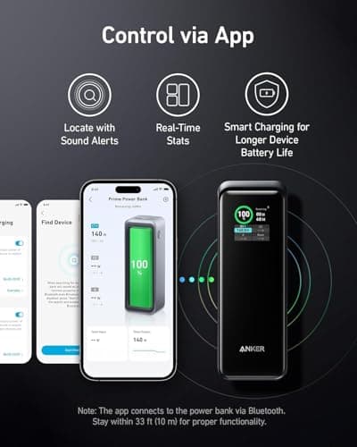 Anker Prime Power Bank, 27,650mAh 3-Port 250W Portable Charger (99.54Wh) Smart App, Compatible with Lenovo, HP, Dell, Microsoft, Macbook, iPad, iPhone, Apple Watches, Samsung and other Android Devices 4