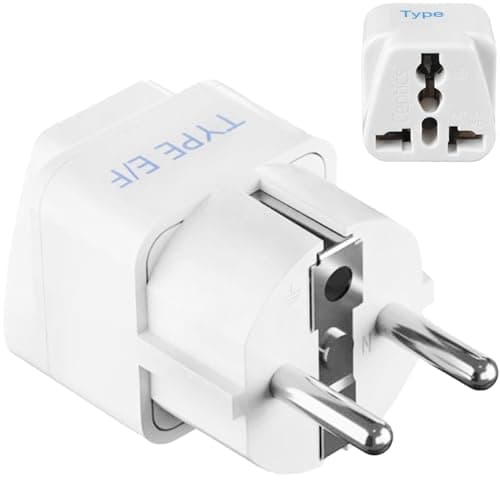 Ceptics India to European Travel Adapter (Schuko) - Type E/F India to Europe - CE Certified - RoHS Compliant - White - 1 Pack - 5 Years Warranty