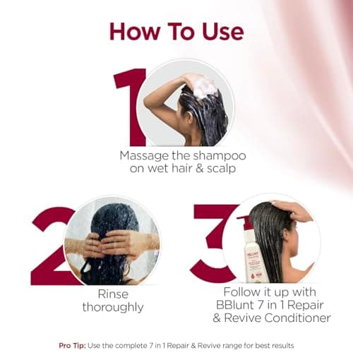 BBLUNT 7 in 1 Repair & Revive Shampoo for Upto 100% Damage Repair - 300ml | Addresses 7 Signs of Hair Damage | Enriched with Ceramides & Argan Oil 4
