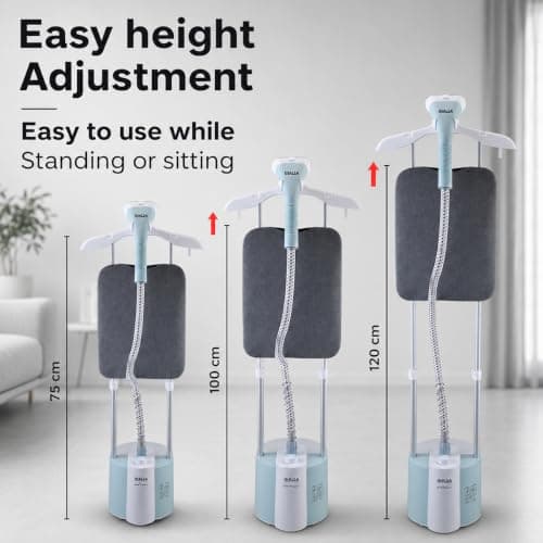 INALSA Standing Iron Garment Steamer-2000 W|Variable Control Knob |1.7 L Detachable Water Tank|Adjustable Iron Board|Vertical & Horizontal Steaming up to 30g/min|28 sec Fast Heating-STEAM MASTER PLUS 4