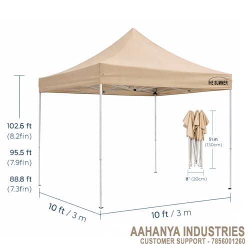 THE SUMMER 10X10 feet Heavy Duty Pop Up Foldable Canopy Tent with 4 Side Open, Gazebo Tent for Outdoor Garden,Event, Picnic, Lawn, Terrace & Promotional (22 Kg, Beige) 2
