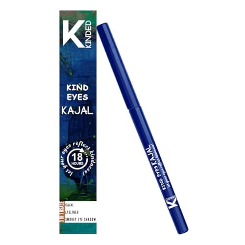 KINDED Kind Eyes Kajal 3 in 1 Kohl Kajal Eye Liner Smokey Eye Shadow Waterproof Smudge Proof 18 Hours Long Stay Colour One Stroke Auto Kajal Pencil for Eye Makeup (Butterfly Blue, 0.35 gm) 4