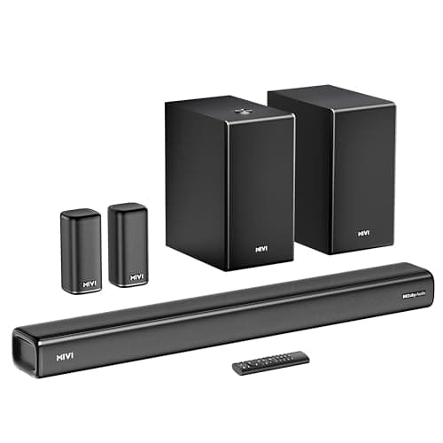 Mivi Nex 900 Dolby Audio Soundbar (New Launch)| 900W Signature Sound | 5.2 Channel Home Theatre System with Dual Subwoofers and Satellites | Nex Surround Sphere Tech | Bluetooth v5.3