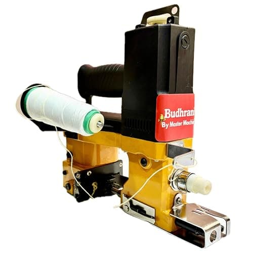 Budhrani® by MASTER MACHINES Heavy Duty Portable Lightweight Electronic Bag Closing Machine Metal Body, Bag Closer, Electric Portable Bag Sealing Machine Weight - 3 Kg MM-48