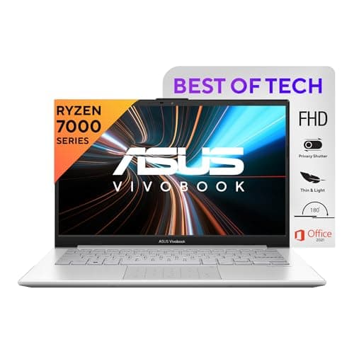 ASUS Vivobook Go 14, AMD Ryzen 3 7320U, 8GB RAM, 512GB SSD, FHD, 14"/35.56cm, Windows 11, MS Office 2021, Silver, 1.38KG, E1404FA-NK321WS, 42WHr, Thin and Light Laptop