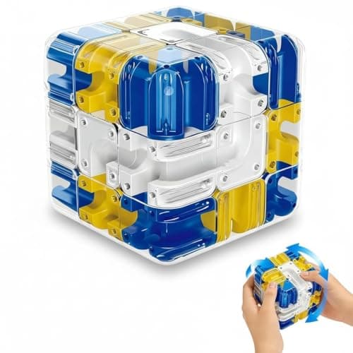 EULTUR 3D Maze Cube Ball Puzzle Game with Rolling Steel Ball, Transparent Labyrinth Brain Teaser Toy, Flip and Rotate IQ Challenge Puzzle for Kids, Teens and Adults, Focus and Problem Solving Activity