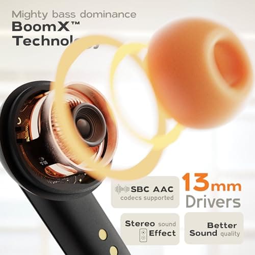 GOBOULT Z40 Pro with 100H Playtime, Zen Quad Mic ENC, 45ms Low Latency Gaming, Premium Rubber Grip Case, 13mm Bass Drivers, BT 5.3, TWS Truly Wireless in Ear Earbuds (Midnight) 5