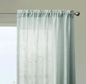 HOMEMONDE Linen Textured Sheer Curtains for Window Semi Transparent 5 Feet Long Panels Set for Home Decoration, Solid Silver Grey - (Top Style - Rod Pocket)