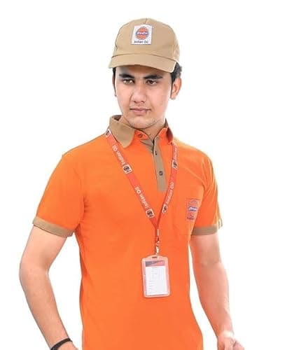 Indian Oil Cap (IOCL) for Men – Nozzle Man Uniform, Adjustable Cotton Petrol Pump Cap, IOCL Logo Baseball Hat for Workwear (Pack of 5) Khaki