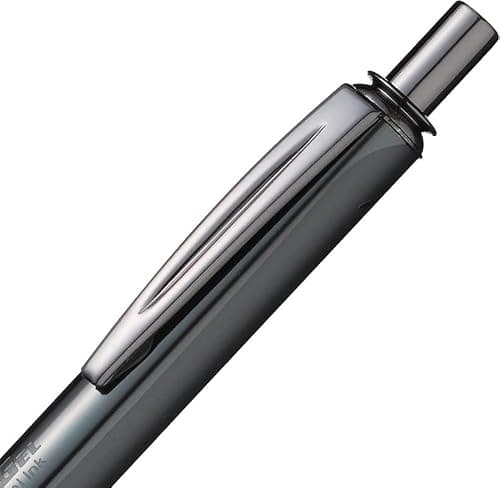Pentel EnerGel Metal 0.7mm Roller Gel Pen | Aluminium Metal Matte Black Body | Textured Grip With Retractable Mechanism | Black Body, Blue Ink 3