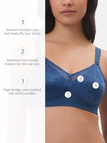 Triumph Minimizer Bra for Women Non Wired Non Padded Full Coverage Soft Breathable Fabric High Support Comfortable Everyday Bra Ink Blue 36D Pack of 1 4