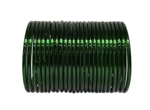 Tanush Women’s Plain Glass Bangle Set Traditional Bangles Chudi Set For Daily Wear Party And Festive Use (Pack Of 24) (Green, 2.4)