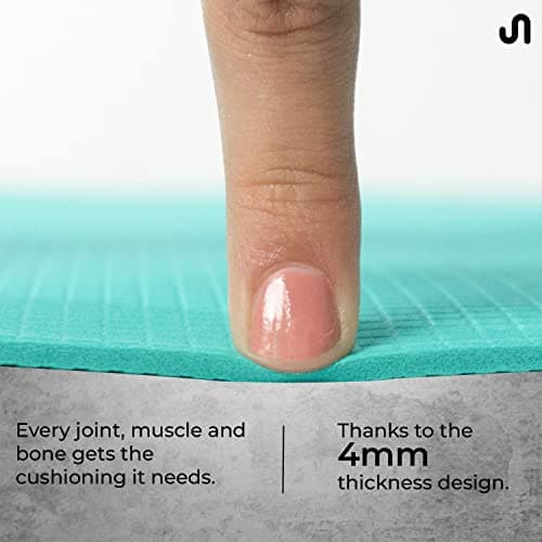 Bodyband Yoga Mat For Women & Men 4Mm With Carry Strap Eva Material Extra Thick Exercise Mat For Workout Yoga Fitness Pilates & Meditation, Anti Tear Anti Slip For Home & Gym Use, Aqua Green - Green 4