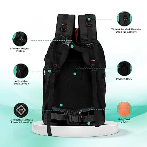 Wesley Spartan 45 Ltr Unisex trekking Rucksack Travel Backpack with Raincover and Internal Organiser 5